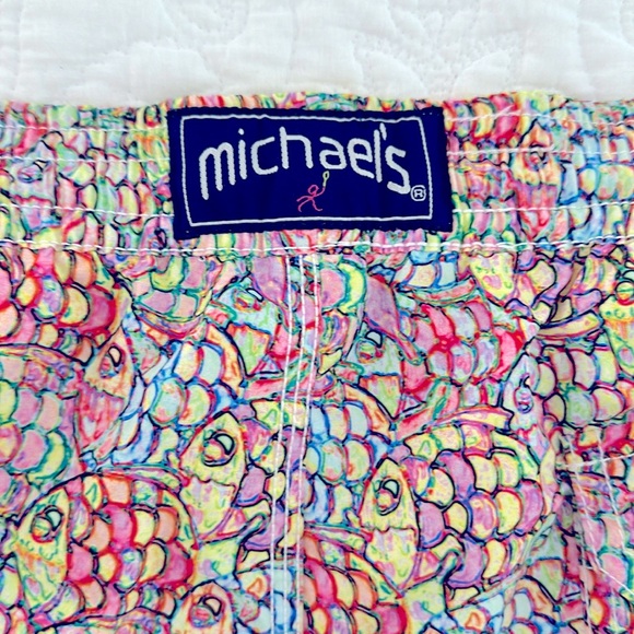 Michael’s Mesh Liner Swim Trunks Shorts Men’s Size Medium M Abstract Fish Multi - Picture 5 of 5